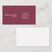 Carte De Visite Simple Bordeaux Blanc Moderne Professionnel (Devant / Derrière)