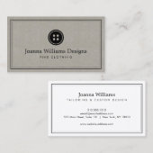 Carte De Visite Simple Bouton Logo Seamstress, Tailor Linen (Devant / Derrière)