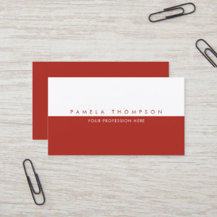 Carte De Visite Simple brique rouge et blanc minimaliste élégant