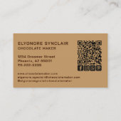 Carte De Visite Simple Brown Chocolate Maker Photo Social QR Code (Dos)