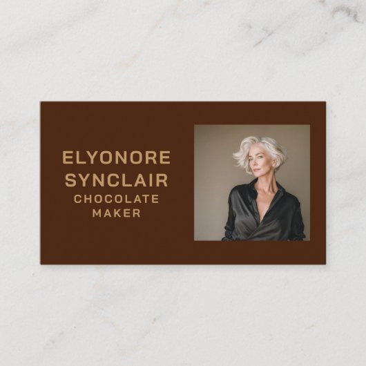 Carte De Visite Simple Brown Chocolate Maker Photo Social QR Code (Devant)