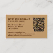 Carte De Visite Simple Brown Chocolate Maker Photo Social QR Code  (Dos)