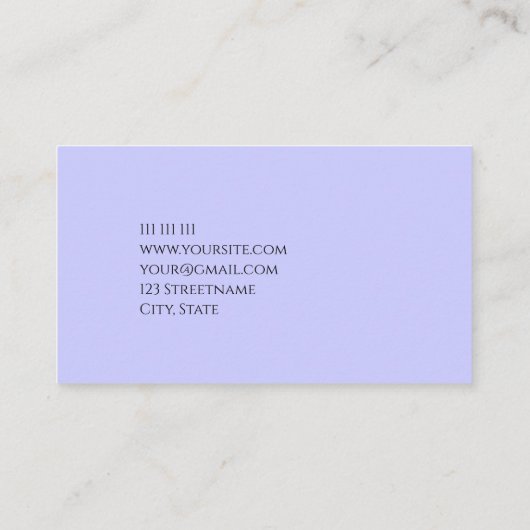 Carte De Visite Simple Budget Un Couleur Solide Moderne Périwinkle (Dos)