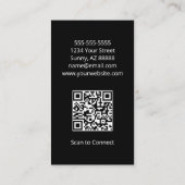 Carte De Visite Simple Cactus du désert Code QR noir blanc (Dos)