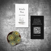 Carte De Visite Simple Cactus du désert Code QR noir blanc