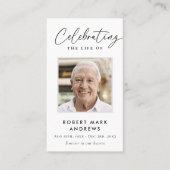 Carte De Visite Simple Celebration of Life Memorial Prayer Card (Devant)
