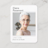 Carte De Visite Simple Celebration of Life Photo Prayer Card (Devant)