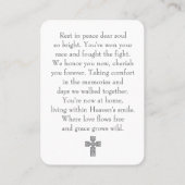 Carte De Visite Simple Celebration of Life Photo Prayer Card (Dos)