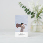 Carte De Visite Simple chanteur musicien Photo Médias sociaux Code (Debout devant)