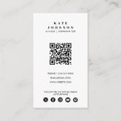 Carte De Visite Simple chanteur musicien Photo Médias sociaux Code (Dos)