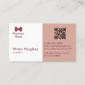 Carte De Visite Simple Charm Professional Soft Blush Pink Bow (Devant)