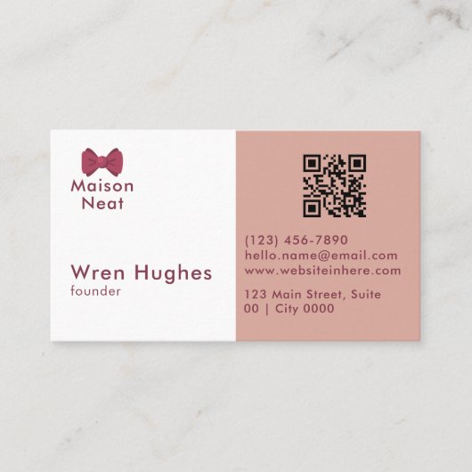 Carte De Visite Simple Charm Professional Soft Blush Pink Bow (Devant)