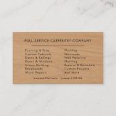 Carte De Visite Simple charpentier en bois menuiserie (Dos)