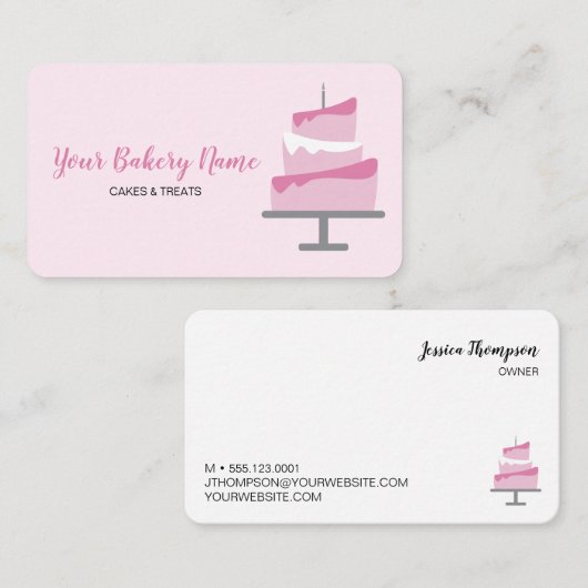 Carte De Visite Simple chic boulangerie sur mesure affaires gâteau (Devant / Derrière)