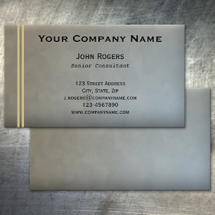 Carte De Visite Simple Chic Gris Bleu Or