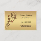 Carte De Visite Simple Chic Rose Or Feuilles métalliques  Floral (Devant)