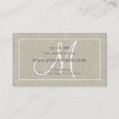 Carte De Visite Simple clair chic lin beige texo Monogramme (Dos)