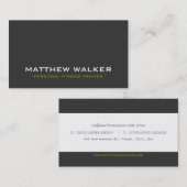 Carte De Visite SIMPLE clair gras moderne charbon gris vert citron (Devant / Derrière)