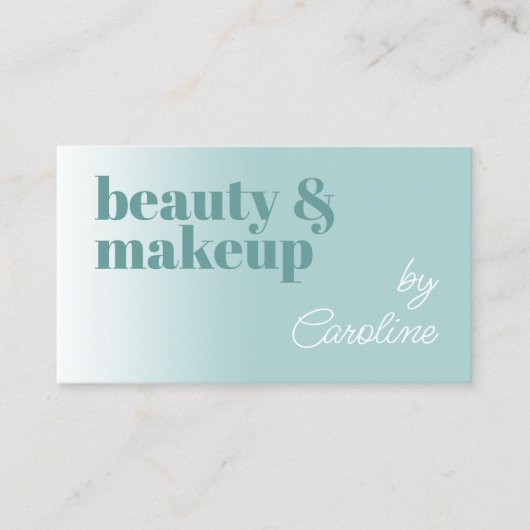 Carte De Visite Simple Clair Turquoise Bleu Vert Blanc Calligraphi (Devant)