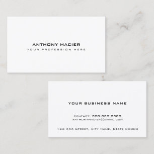 Carte De Visite simple clair uni blanc minimaliste