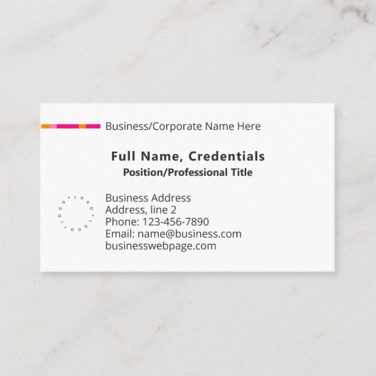 Carte De Visite Simple Classic Business Logo Entreprise Rose Orang (Devant)