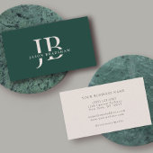 Carte De Visite Simple Classic Green Nom du monogramme professionn