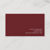 Carte De Visite Simple classique élégant | Nom sur la Bourgogne (Dos)