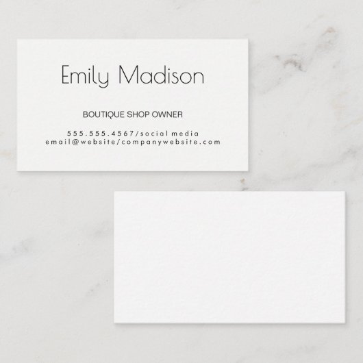 Carte De Visite Simple classique et élégant (Devant / Derrière)