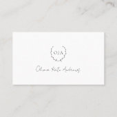 Carte De Visite Simple classique Monogramme Wreath Élégant (Dos)