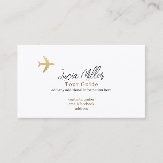 Carte de visite simple classique pour un guide tou (Devant)