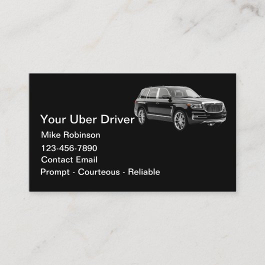 Carte De Visite Simple Classy Uber Driver Ride Hailing (Devant)