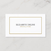 Carte De Visite Simple Clean Elegant White Faux Gold Attorney (Devant)