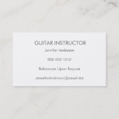 Carte De Visite Simple Clean GUITAR Music Tutor Photo Collage (Dos)