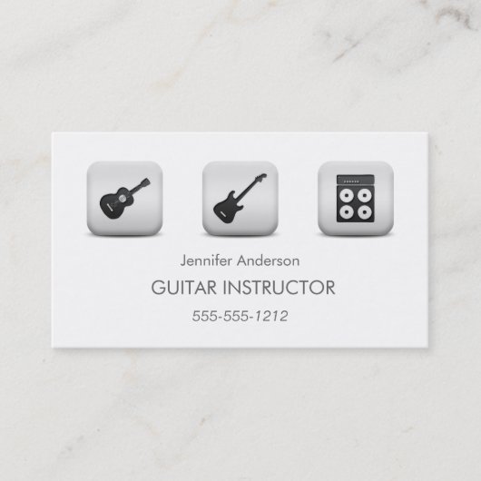 Carte De Visite Simple Clean GUITAR Music Tutor Photo Collage (Devant)