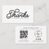 Carte De Visite Simple client Merci code Qr de script rétro (Devant / Derrière)