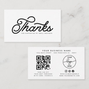 Carte De Visite Simple client Merci code Qr de script rétro