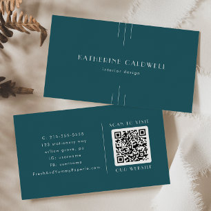 Carte de visite simple code QR Art Déco paon sarce