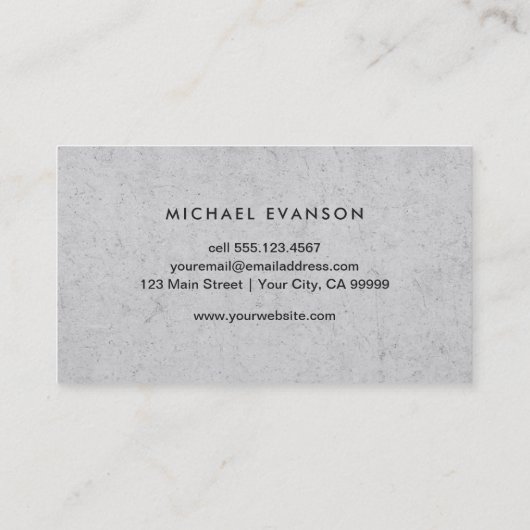 Carte De Visite Simple Concrete Look Construction Professional (Dos)
