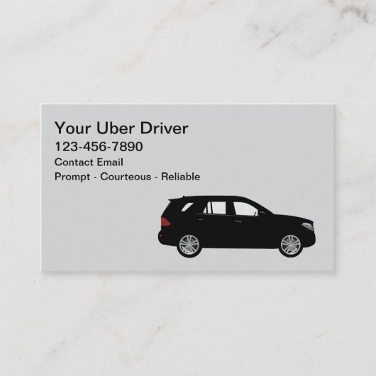 Carte De Visite Simple Cool Uber Driver SUV Business Cards (Devant)
