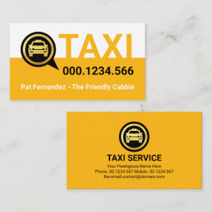Carte De Visite Simple couche de service de taxi jaune