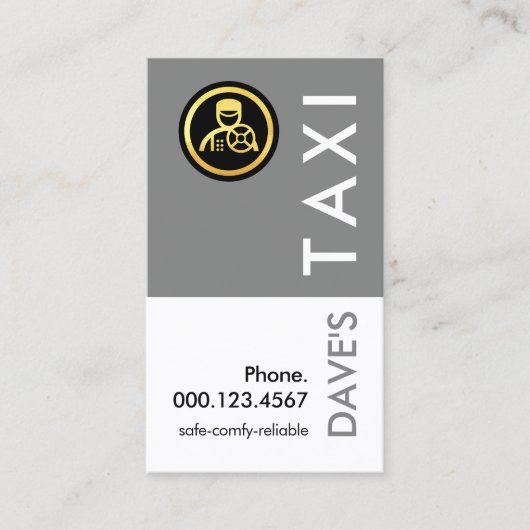 Carte De Visite Simple couche grise Taxi rétro (Devant)