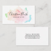 Carte De Visite Simple couleur pastel Aquarelle Splash MUA (Devant / Derrière)