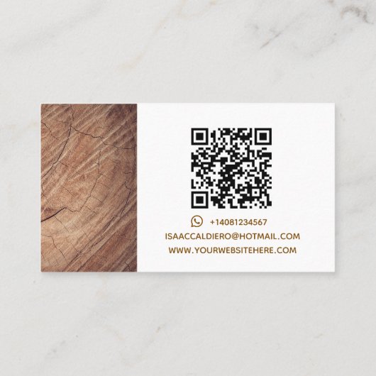 Carte De Visite Simple Creative Wood Texture Rustic Carpenter (Dos)