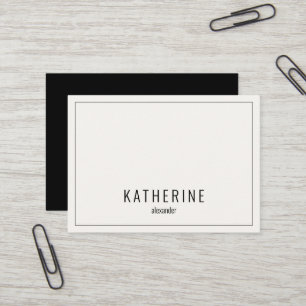 Carte de visite simple crème et noire contemporain