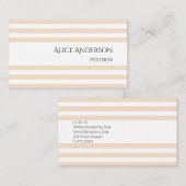 Carte De Visite Simple Crème Lignée Pastel Stripes Élégant Minimal (Devant / Derrière)