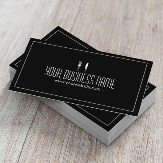 Carte de visite simple, cuisine simple et foncée