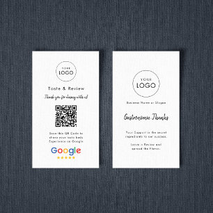 Carte De Visite Simple culinaire Google critique QR Code Logo