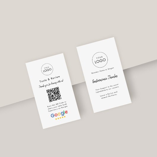 Carte De Visite Simple culinaire Google critique QR Code Logo