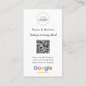 Carte De Visite Simple culinaire Google critique QR Code Logo (Devant)