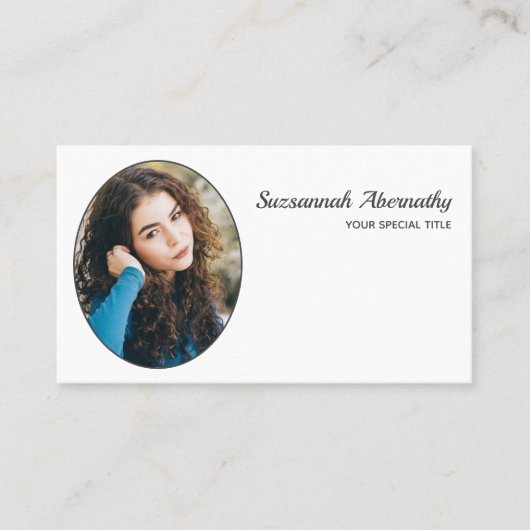 Carte De Visite Simple Custom Oval Photo QR Code (Devant)